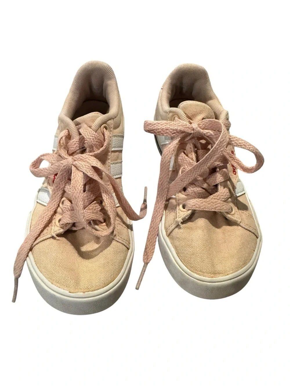 adidas Kids Light Pink Canvas Sneakers with White Stripes